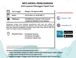 Minggu Akan Dipadamkan Lampu di Tiga Kecamatan Dalam Kabupaten Aceh Selatan